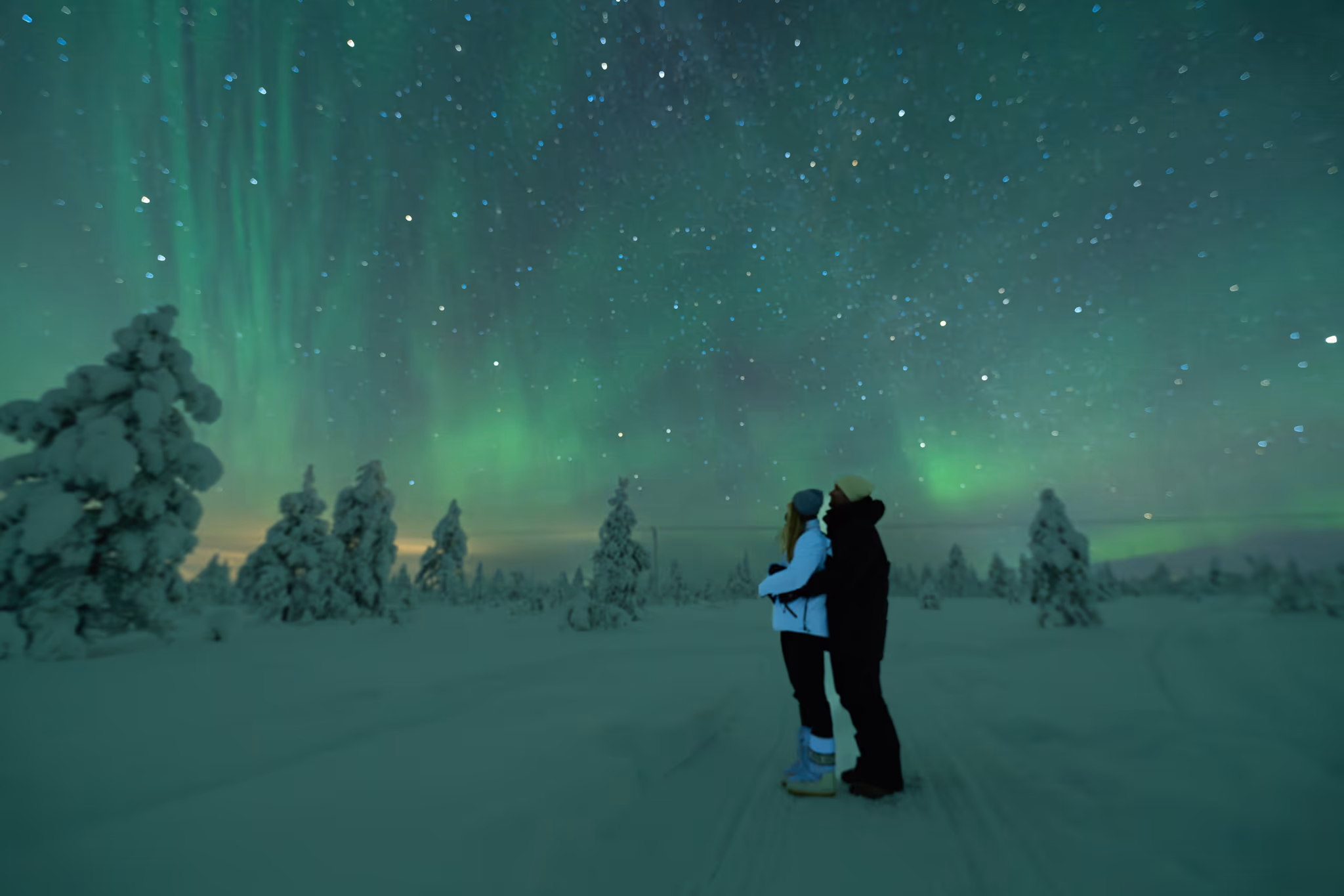 Foto real de aurora de un tour de Lapland Explorers