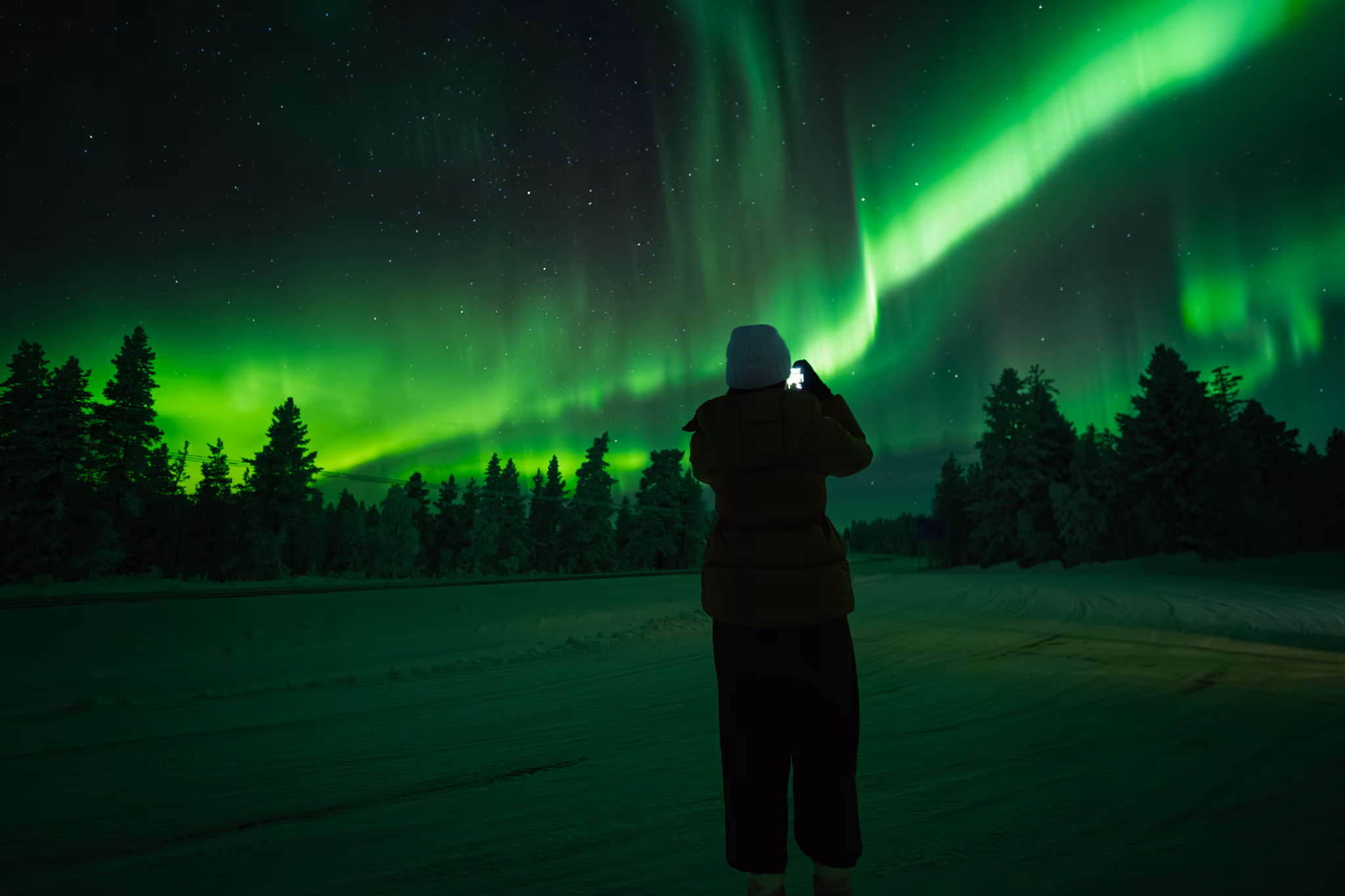 Foto reale di aurora da un tour Lapland Explorers