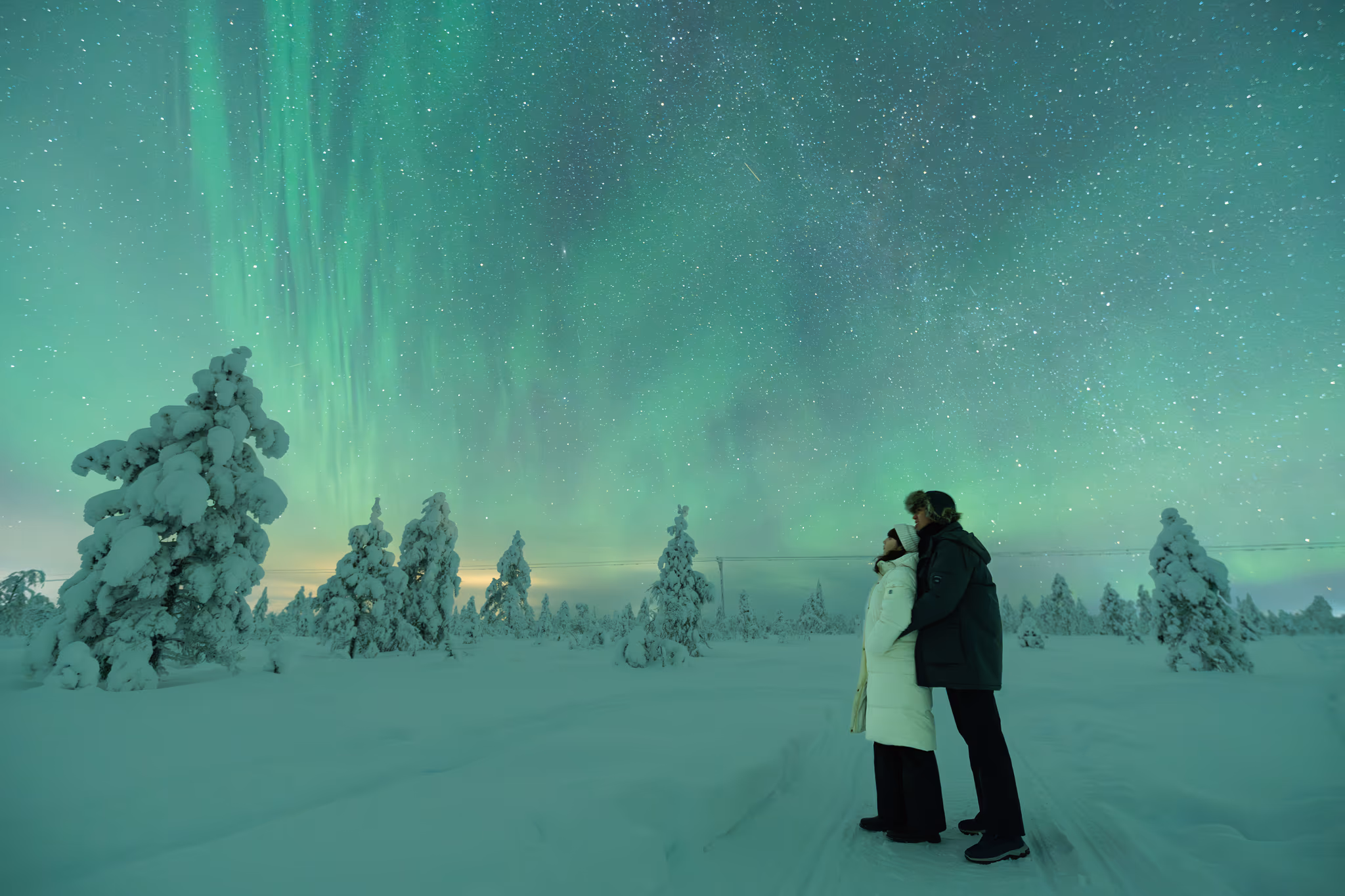 Foto reale di aurora da un tour Lapland Explorers