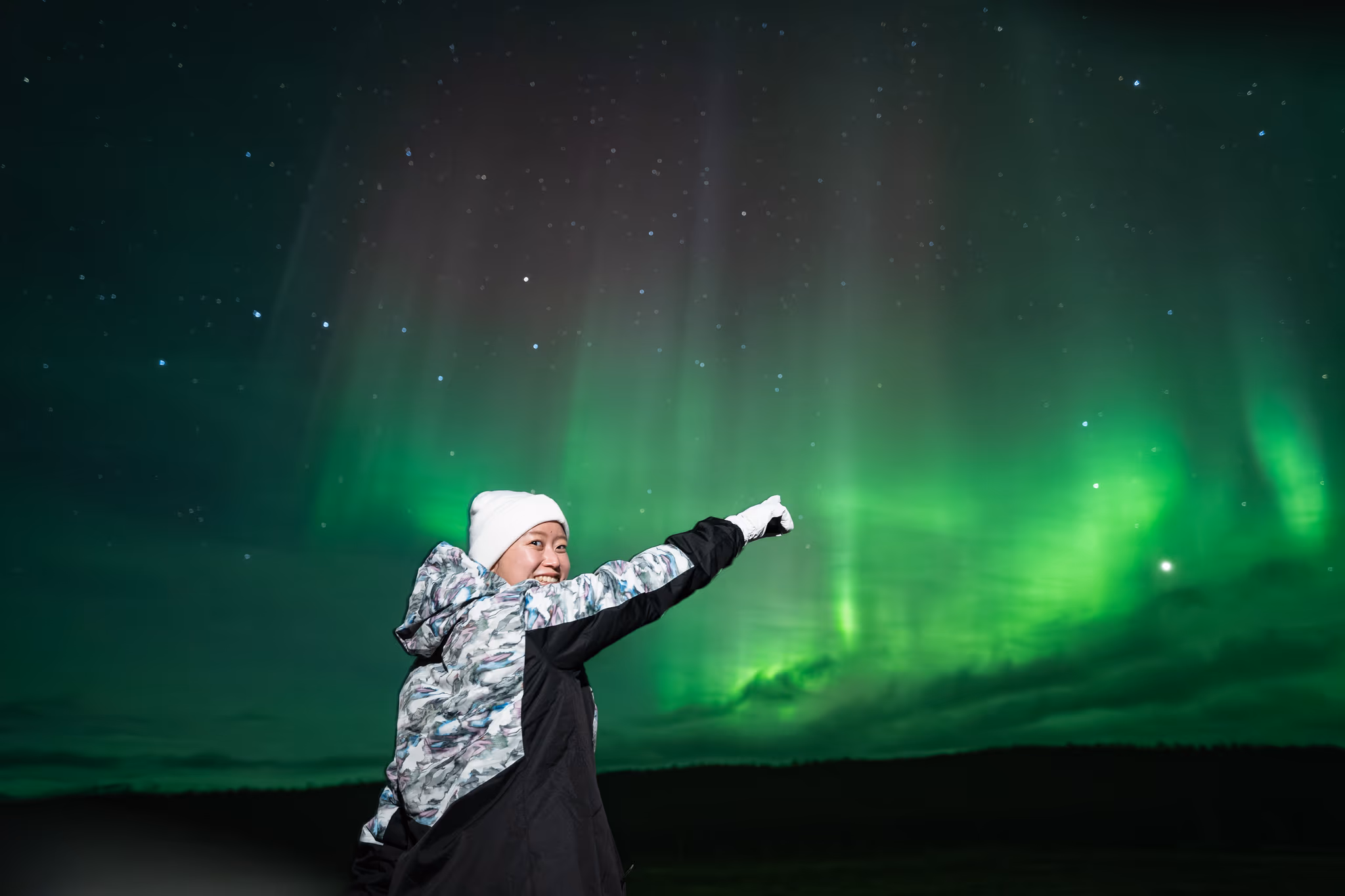 Foto real de aurora de um tour da Lapland Explorers