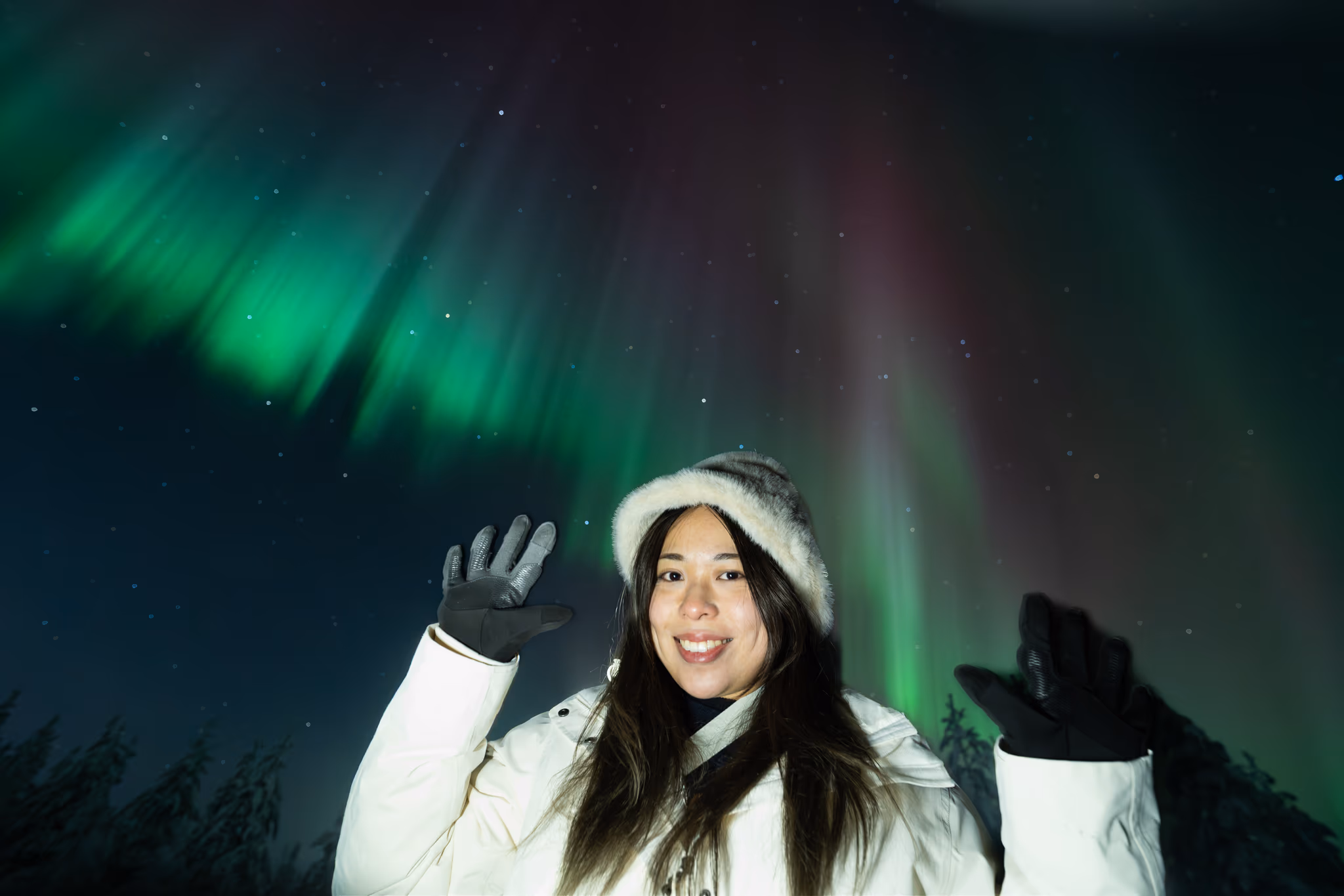 Photo réelle d'aurore d'un tour Lapland Explorers